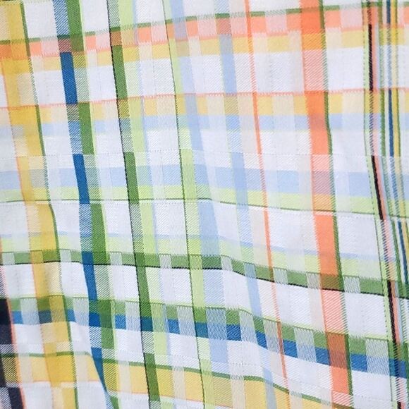 Thomas Dean Size L Button Down Cotton Checked Shirt, with Paisley Trim - Picture 6 of 6